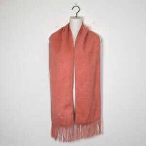Alpaca Camargo Pink Knit Scarf Alpaca Blend Fuzzy Soft Fringed 75X9 Neutral Peru